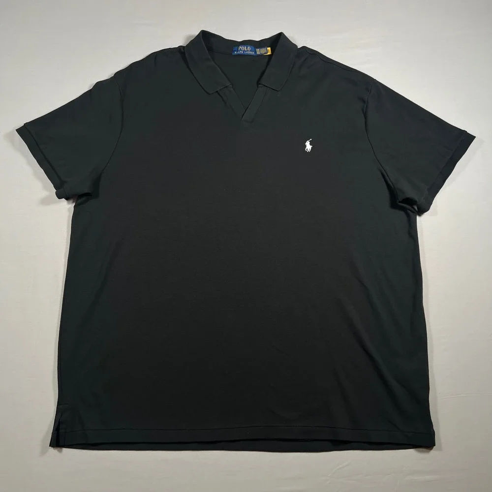 Polo Ralph Lauren Mens Black Johnny Collar Polo Shirt 3XB Big & Tall